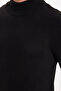 Men's Slim Fit Slim Fit Soft Texture Non-Pilling Black Half Turtleneck Knitwear Sweater - 4