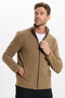 Unisex Standard Fit Full Zip Cold-Resistant Stand Collar Khaki Fleece Cardigan - 7