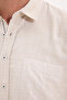 Men's Classic Fit Regular Cut Long Sleeve 100% Cotton Linen Texture Green Shirt - 4