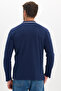 Men's Slim Fit 100% Cotton Long Sleeve Navy Blue Polo Collar Sweatshirt - 6