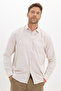 Men's Classic Fit Regular Cut Long Sleeve 100% Cotton Linen Texture Green Shirt - 6