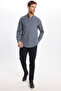 Men's Slim Fit Slim Fit Plain Oxford Embroidered Button Collar Anthracite Sports Shirt - 2