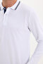 Men's Slim Fit 100% Cotton Long Sleeve White Polo Collar Sweatshirt - 6