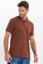 Men's Slim Fit Premium Series 100% Cotton Soft Texture Mercerized Brown Polo Collar T-Shirt - 9