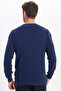 Men's Slim Fit Crew Neck Honeycomb Pattern Blue Knitwear Sweater - 7