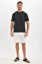 Men's Regular Fit Comfortable Cut Crew Neck Jacquard Black T-Shirt with White Stripes - 2