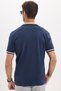 Men's Slim Fit 100% Cotton Short Sleeve Half Zipper Navy Blue Polo Collar T-Shirt - 8