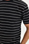 Men's Regular Fit Comfortable Cut Crew Neck Jacquard Black T-Shirt with White Stripes - 6