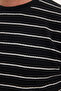 Men's Regular Fit Comfortable Cut Crew Neck Jacquard Black T-Shirt with White Stripes - 7