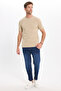 Unisex Regular Fit Comfortable Cut 100% Cotton Crew Neck Beige T-Shirt - 2
