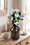 Brussels Peony Rose Bunch (Blue-Turquoise) Blue - 2