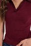 Women's Slim Fit Cotton Short Sleeve Burgundy Polo Neck T-Shirt - 5
