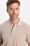 Men's slim fit premium series 100% cotton soft mercerized beige polo collar t-shirt - 6