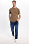 Unisex Regular Fit Comfortable Cut 100% Cotton Crew Neck Brown T-Shirt - 2