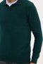 Men's Slim Fit Narrow Cut Polo V-Neck Green Sweater - 6