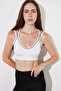Women's Slim Fit Cross-Tie Strap V-Neck White Crop Top - 8