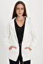 Women's oversized wide cut 100% cotton hooded zippered pocket ecru sweatshirt