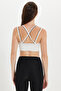 Women's Slim Fit Cross-Tie Strap V-Neck White Crop Top - 7