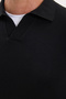 Men's Slim Fit Narrow Cut Polo V-Neck Black Sweater - 7
