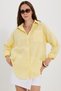 Women's Oversize Wide Cut 100% Cotton Muslin Fabric Long Sleeve Pocketed Textured Yellow Shirt - 8
