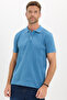 Men's Slim Fit Premium Series 100% Cotton Soft Textured Mercerized Indigo Polo Collar T-Shirt - 3