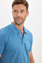 Men's Slim Fit Premium Series 100% Cotton Soft Textured Mercerized Indigo Polo Collar T-Shirt - 7