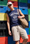 Lacivert Oversize/Geniş Kesim Şehir Baskılı %100 Pamuk Kolsuz T-Shirt/Atlet TMNSS23AL00008 - 3