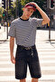 Siyah Oversize/Geniş Kesim Çizgili Kısa Kol T-Shirt TMNSS20TS0511 - 3