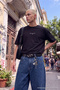 Black Oversized/Wide Cut Short Sleeve Game Over Back Printed 100% Cotton T-Shirt TMNSS23TS00247