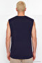 Lacivert Oversize/Geniş Kesim Şehir Baskılı %100 Pamuk Kolsuz T-Shirt/Atlet TMNSS23AL00008 - 6