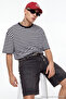 Siyah Oversize/Geniş Kesim Çizgili Kısa Kol T-Shirt TMNSS20TS0511 - 4