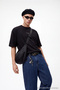 Black Oversized/Wide Cut Short Sleeve Game Over Back Printed 100% Cotton T-Shirt TMNSS23TS00247 - 3