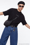 Black Oversized/Wide Cut Short Sleeve Game Over Back Printed 100% Cotton T-Shirt TMNSS23TS00247 - 4