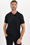 Men's Slim Fit Premium Series 100% Cotton Soft Textured Mercerized Black Polo Collar T-Shirt - 3