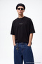Black Oversized/Wide Cut Short Sleeve Game Over Back Printed 100% Cotton T-Shirt TMNSS23TS00247 - 5