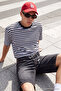Siyah Oversize/Geniş Kesim Çizgili Kısa Kol T-Shirt TMNSS20TS0511