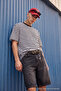 Siyah Oversize/Geniş Kesim Çizgili Kısa Kol T-Shirt TMNSS20TS0511 - 2
