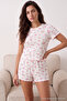 White Floral Baby Overlock Detailed Shorts Knitted Pajama Set Thmss25Pt00205 - 2
