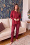 Burgundy Heart Patterned Bamboo Long Sleeve Women's Pajama Set - 6