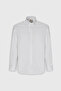 Men's White 100% Cotton Flannel Oxford Slim Fit Buttoned Collar Flared Shirt - 12
