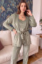 Green Gage Exclusive Velvet Women's Pajama Set with Robe - 7