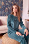 Petrol Perfect Patterned Exclusive Velvet Women's Pajama Set - 2