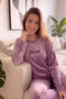 Lilac Focus Patterned Exclusive Velvet Women's Pajama Set - 4
