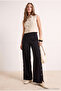 Siyah Wide Leg/Geniş Paça Yanları Düğmeli Dokuma Kumaş Pantolon TWOSS20PL0398 - 7