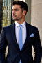 Men's Maya Blue Handkerchief Tie Slim Cut Tie with Gift - 3