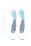 Angled Food Fork Spoon Set - Green - 7