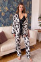 Black Flore Exclusive Knitted Women's Pajamas Set with Dressing Gown - 7