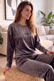 Smoked Perfect Patterned Exclusive Velvet Women's Pajama Set - 2