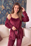Burgundy Claret Exclusive Velvet Robe Women's Pajama Set - 7