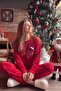 Christmas Patterned Plush Fleece Pajama Set - 3